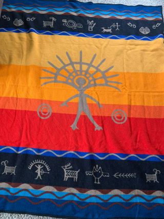 Vtg Pendleton Spirit Quest Beaver State Wool Blanket 74x65 Aztec Chief Joseph