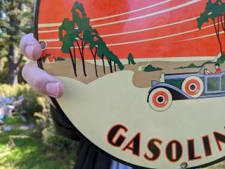 VINTAGE OLD 1950 ' S PACIFIC HIGHWAY GASOLINE MOTOR OIL PORCELAIN GAS STATION SIGN 3