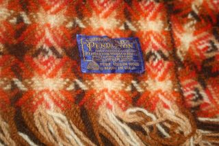 Vintage Pendleton 100 Pure Virgin Wool Throw - Blanket 54 X 54 Burnt Orange Brown