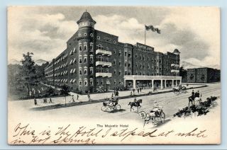 Hot Springs,  Ar - Pre 1908 Majestic Hotel & Carriages - Postcard Z4