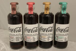 Coca - Cola 2020 Signature Mixers Set Of 4 Full Glass Bottles 200ml Coke Rare
