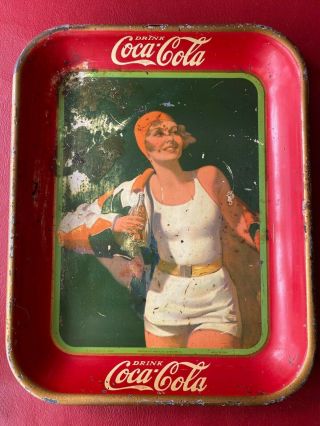 1930 Coca Cola Tray With Swimsuit Lady