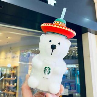 Starbucks Glass Coffee Mug 3d Bear Bottle Sippy Cups Limited Edition 17 Oz Korea