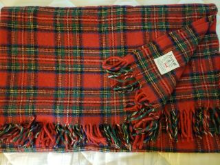 Vtg 100 Red Plaid Wool Faribo Blanket,  Faribault,  Mn,  50 " X 64 " Usa Picnuc Camp