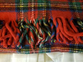 Vtg 100 Red Plaid Wool FARIBO Blanket,  Faribault,  MN,  50 