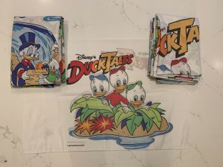 Vintage 1986 Disney Duck Tales Twin Bed Set 3 Piece Flat & Fitted Sheets P/case