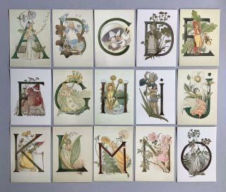 Set Of 26 Alphabet Fairy Postcards Swedish Children,  Some Dressed As Fairies