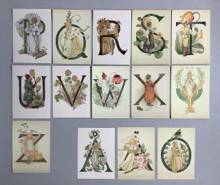 Set of 26 Alphabet Fairy Postcards Swedish Children,  Some Dressed As Fairies 2