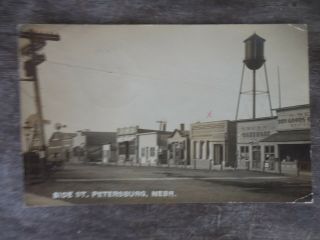 Petersburg Nebraska Side Street Scene Real Photo Postcard Rppc 1911 Water Tower