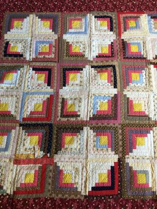 Vintage Cotton Hand Stitched Patchwork Quilt,  Multi - Colored Mixed Prints