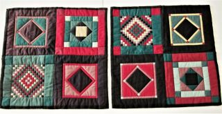 2 Vintage Hand Quilted Amish Fabric Doll Quilts