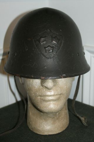 Ww2 Swedish Army M21 Combat Helmet W/front Insignia & Side Decals,  Liner