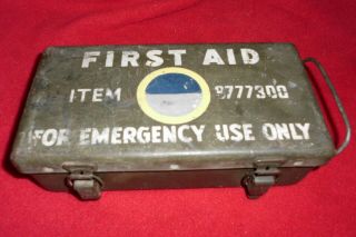 Rare Vintage Wwii Us Army Medical Department Jeep First Aid Kit Metal Box