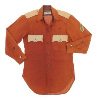 Vintage 40s - 50s Western Shirt Usa Xs Mens Sd Wool Gabardine Texas Uniform Shirt