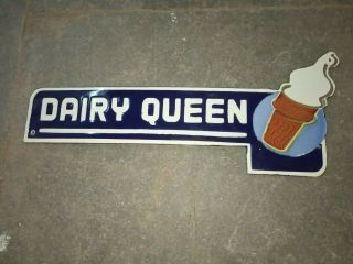 Porcelain Dairy Queen Enamel Sign Size 15 " X 6 " Inches
