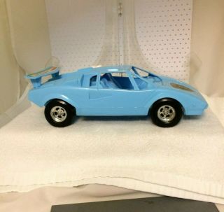 Vintage Tootsie Toy 10.  5 " Light Blue Lamborghini Car,  Made In U.  S.  A.