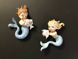 Vintage Norcrest Ceramic Mermaid Wall Figurines