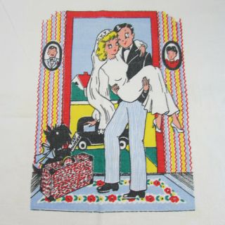 Just Married P&s Creations Life Can Tea Towel Cotton Vintage 1950s