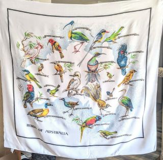 Vintage Birds Of Australia Tablecloth,  50 " X 48 " By Tennyson,  Made In Australia