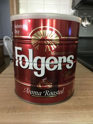 Vintage Folgers Coffee Can Tin Red Aroma Roasted 39 Oz 1 Available