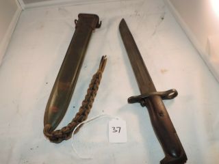 Us M1905 Ria 1918 Cut Down Bayonet/fighting Knife And Scabbard