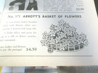 Vintage Abbott Magic Basket Of Flowers Ca 1947