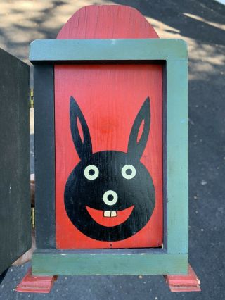 Vintage California Folk Art Magic Trick Box Fraidy Cat Rabbit Curiosity Oddity