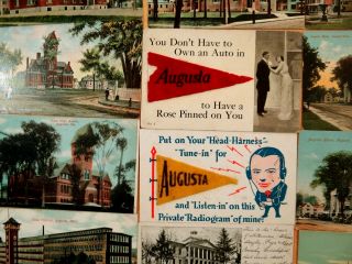 39 Postcards All from AUGUSTA Maine ME Kennebec Co.  2 FELT PENNANTS 1905 - 1920 ' s 5