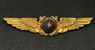 Wwii Us Navy Navigator Pilot Wings Pin Amico Sterling 10k Gold Compass M162