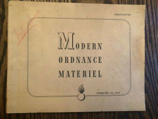World War Ii Modern Ordnance Materiel,  11/18/1943 Us Army Very Rare