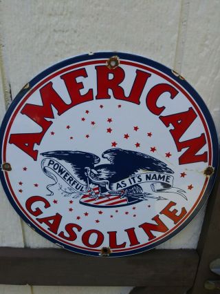 Old Vintage American Gasoline Porcelain Gas Oil Service Station Rack Pump Plate