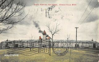 Postcard Mn Fergus Falls State Hospital Insane Asylum Rice County Minnesota 1907