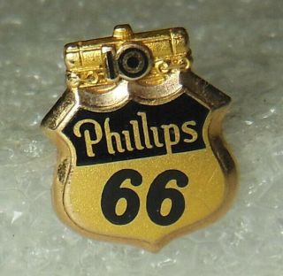 ⛽️vtg.  Phillips 66 Gas/oil Co.  10k Emblem 10yr.  Tanker Employee Award Tie/lapel Pin