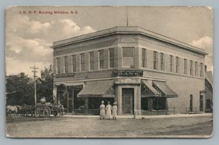 Ioof Building Williston North Dakota Odd Fellows Hall Antique Postcard 1916