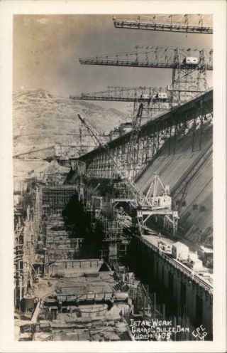 Rppc Spokane,  Wa Detail Work Grand Coulee Dam Washington Cpc Co.  Postcard Vintage