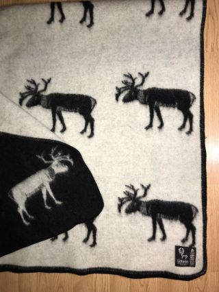 Lillunn Of Norway Black White Moose Theme Wool Blanket Throw 52 X 72 Ec