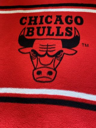 Vintage Biederlack Fleece Blanket Throw Nba Chicago Bulls Made Usa 54”x76”