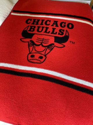 Vintage Biederlack Fleece Blanket Throw NBA Chicago Bulls Made USA 54”x76” 2