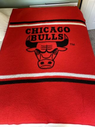 Vintage Biederlack Fleece Blanket Throw NBA Chicago Bulls Made USA 54”x76” 3