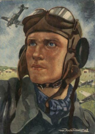 Wwii Nazi German Propaganda Wwii,  Luftwaffe Pilot,  Fighter Plane,  1942 Postcard