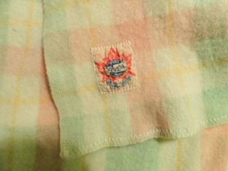 Vintage Ayers Pure Wool Plaid Blanket 56 " X 72 " Canadian Camp Blanket