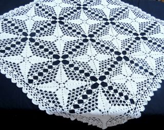 Vintage White Cotton Crochet Lace Tablecloth Tea Cloth Topper 42 " Square