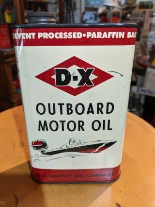 Vintage Dx Outboard Motor Oil 1 Quart All Metal Can One