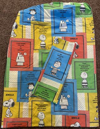 Vintage Peanuts Snoopy - Twin Fitted Sheet & Pillowcase - Primary Colorblock