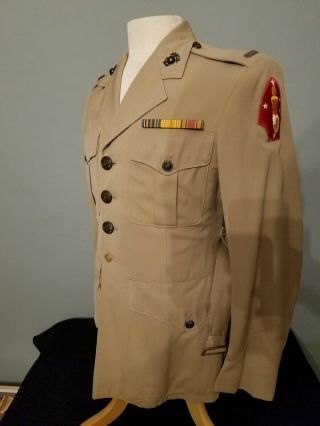Wwii Usmc Officers Dress Khaki Uniform With 2nd Marine Division Patch,  Named 1/2