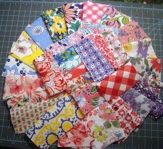 Quilters Dream 33 Piece Vintage Feedsack Fabric Assortment Quilts Or Crafting _