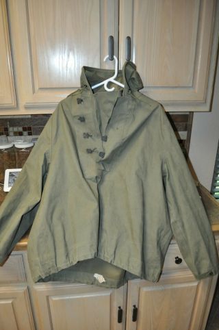 Vintage Ww2 Usn Us Navy Foul Wet Weather Pullover Deck Parka Rain Jacket Large