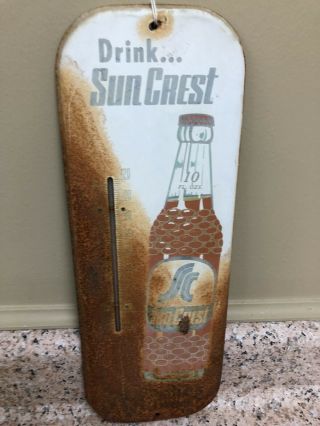 Vintage Sun Crest Thermometer Sign Soda
