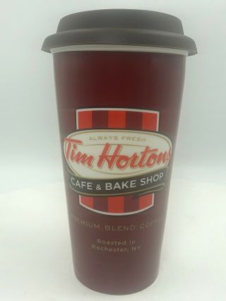 Tim Hortons Ceramic Travel Mug Cup Premium Coffee Roasted In Rochester 2011 Rare