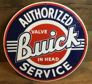 Vintage Buick Authorized Service Porcelain Enamel Steel Sign Ande Rooney 11 3/8 "